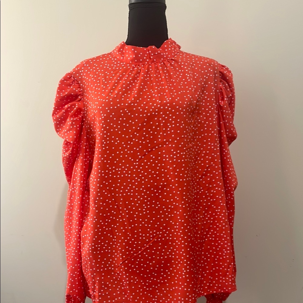 Red and White Polka Dot Blouse
